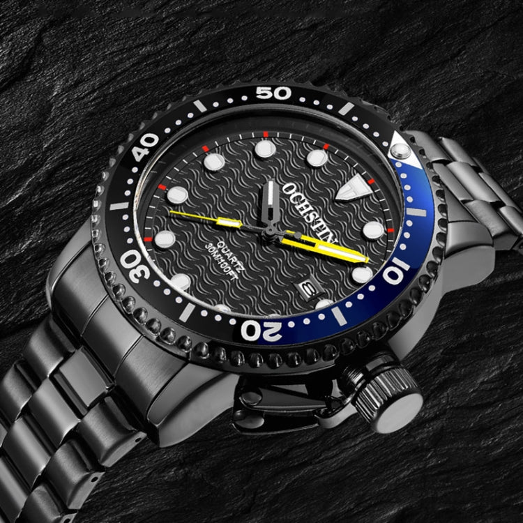 Multifunctional Quartz Waterproof Luminous Steel Strap Men Watch, OCHSTIN 7003A