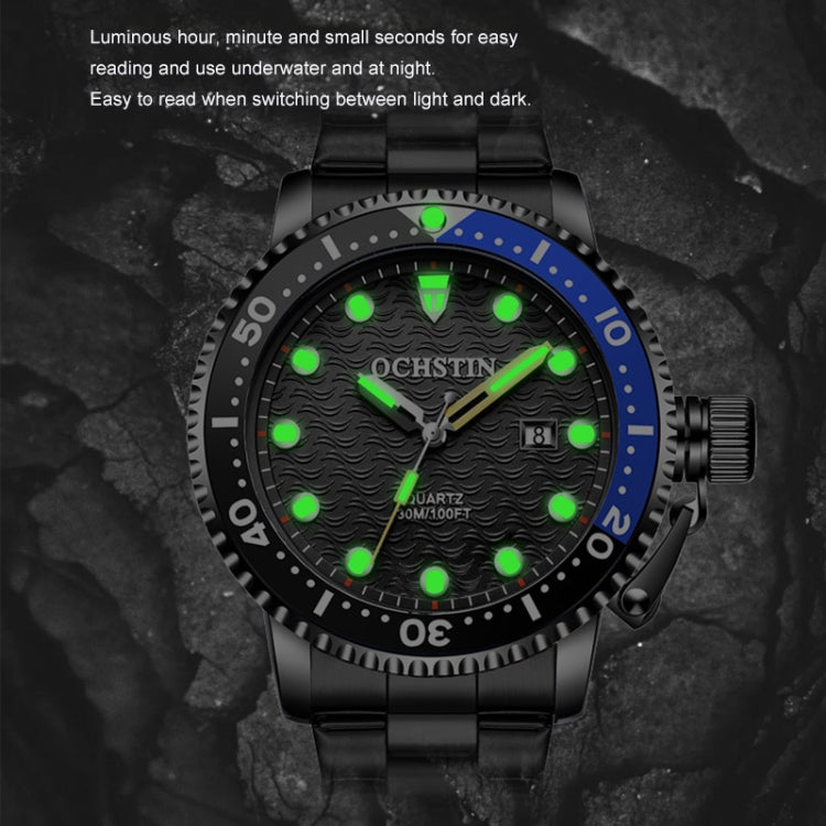 Multifunctional Quartz Waterproof Luminous Steel Strap Men Watch, OCHSTIN 7003A