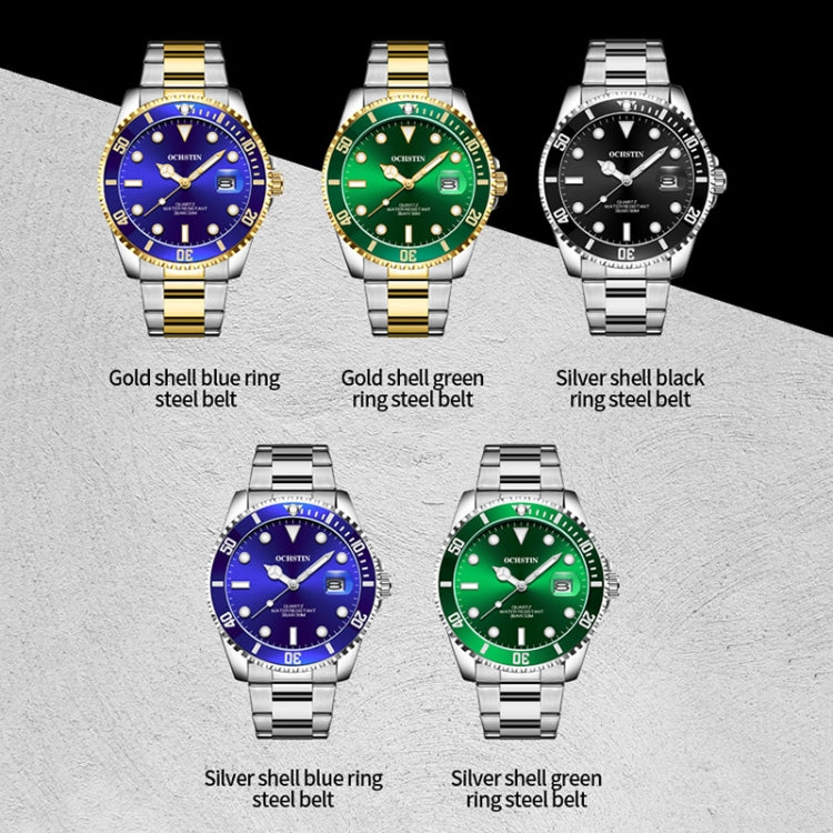 Multifunctional Quartz Waterproof Luminous Steel Strap Men Watch, OCHSTIN 7019A