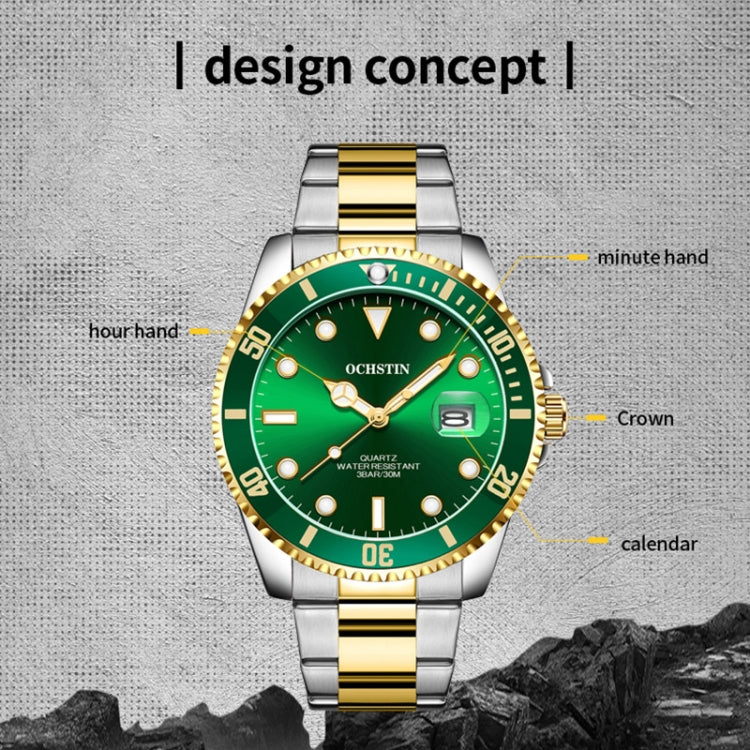 Multifunctional Quartz Waterproof Luminous Steel Strap Men Watch, OCHSTIN 7019A