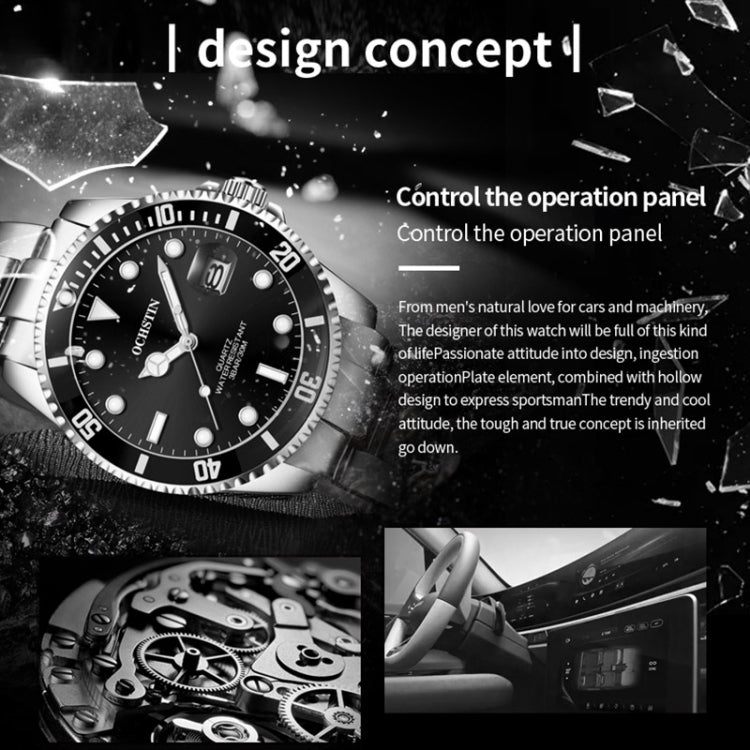 Multifunctional Quartz Waterproof Luminous Steel Strap Men Watch, OCHSTIN 7019A