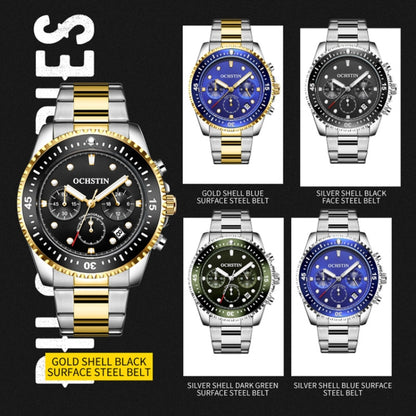 Multifunctional Quartz Waterproof Luminous Steel Strap Men Watch, OCHSTIN 7019C