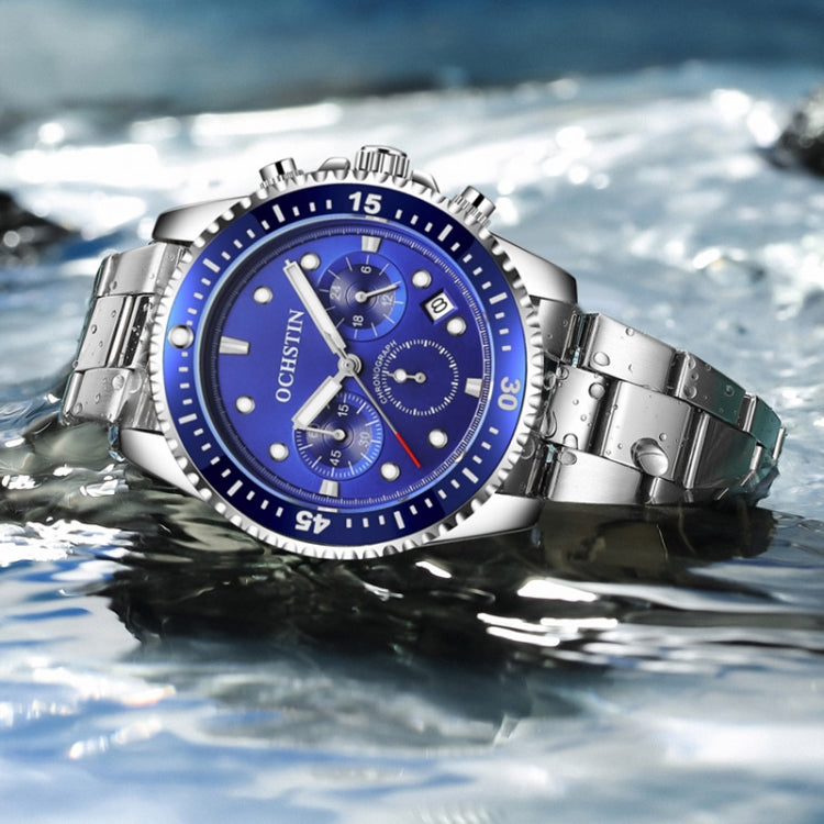 Multifunctional Quartz Waterproof Luminous Steel Strap Men Watch, OCHSTIN 7019C