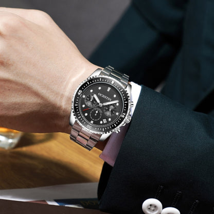 Multifunctional Quartz Waterproof Luminous Steel Strap Men Watch, OCHSTIN 7019C