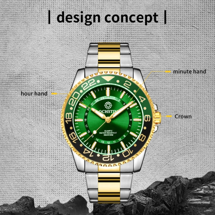 Multifunctional Quartz Waterproof Luminous Steel Strap Men Watch, OCHSTIN 7019D