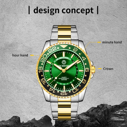 Multifunctional Quartz Waterproof Luminous Steel Strap Men Watch, OCHSTIN 7019D