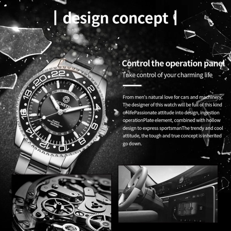 Multifunctional Quartz Waterproof Luminous Steel Strap Men Watch, OCHSTIN 7019D