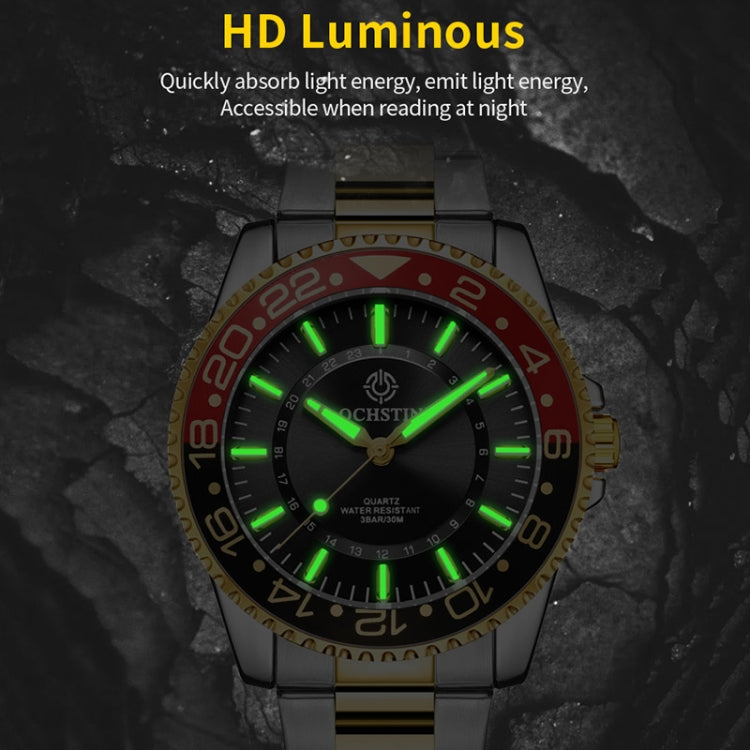 Multifunctional Quartz Waterproof Luminous Steel Strap Men Watch, OCHSTIN 7019D