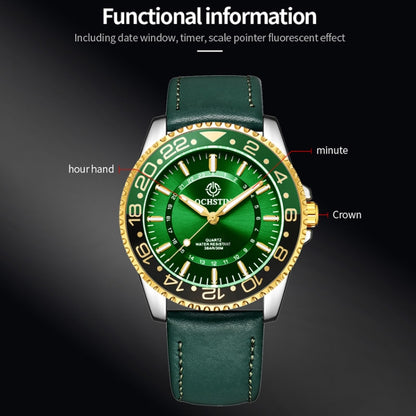 Multifunctional Quartz Waterproof Luminous Men Leather Watch, OCHSTIN 7019G