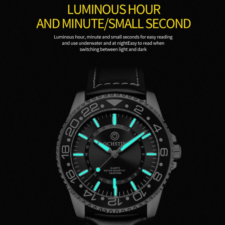 Multifunctional Quartz Waterproof Luminous Men Leather Watch, OCHSTIN 7019G