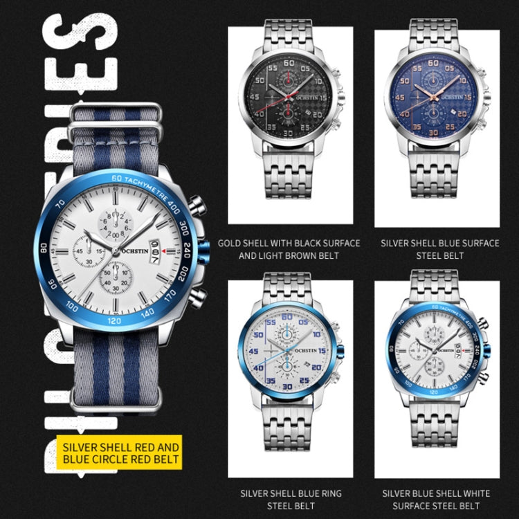 Multifunctional Quartz Waterproof Luminous Steel Strap Men Watch, OCHSTIN 7079