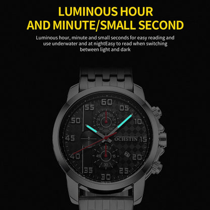 Multifunctional Quartz Waterproof Luminous Steel Strap Men Watch, OCHSTIN 7079