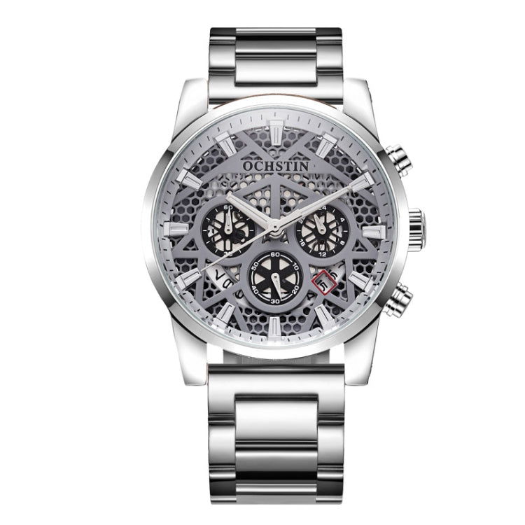 Multifunctional Quartz Waterproof Steel Strap Men Watch, OCHSTIN 7241