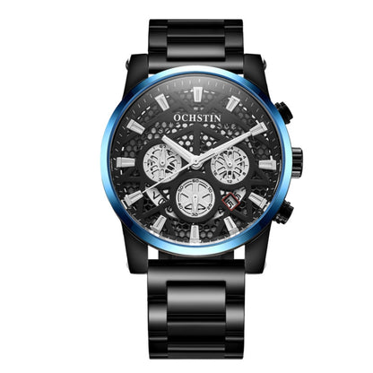Multifunctional Quartz Waterproof Steel Strap Men Watch, OCHSTIN 7241