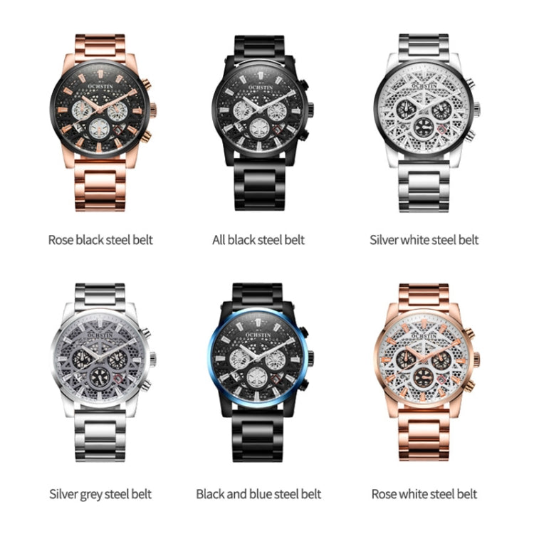Multifunctional Quartz Waterproof Steel Strap Men Watch, OCHSTIN 7241