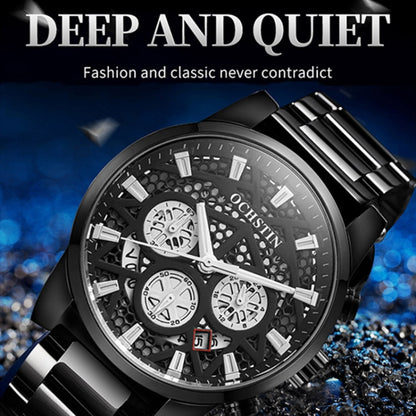Multifunctional Quartz Waterproof Steel Strap Men Watch, OCHSTIN 7241
