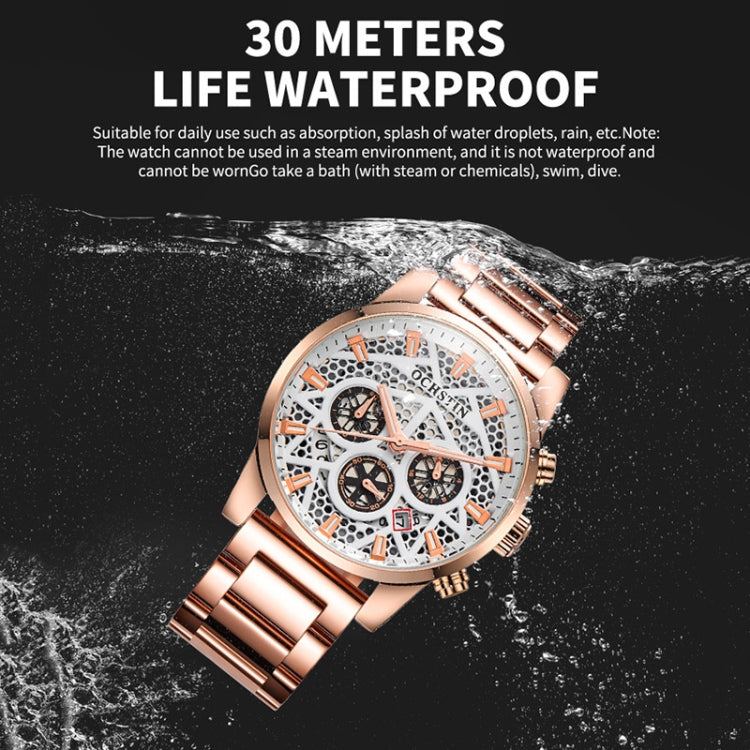Multifunctional Quartz Waterproof Steel Strap Men Watch, OCHSTIN 7241