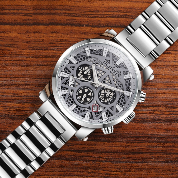 Multifunctional Quartz Waterproof Steel Strap Men Watch, OCHSTIN 7241
