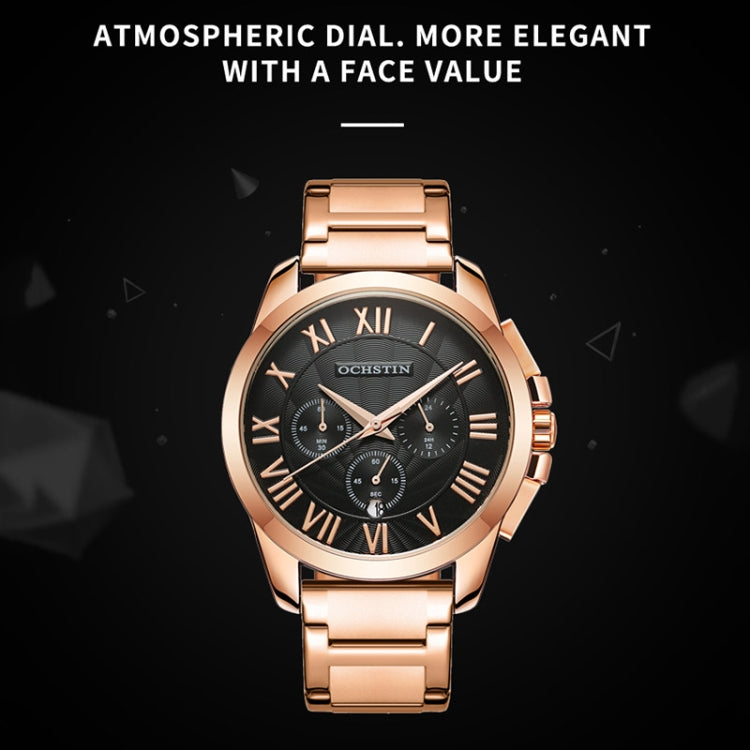 Multifunctional Quartz Waterproof Steel Strap Men Watch, OCHSTIN 7242