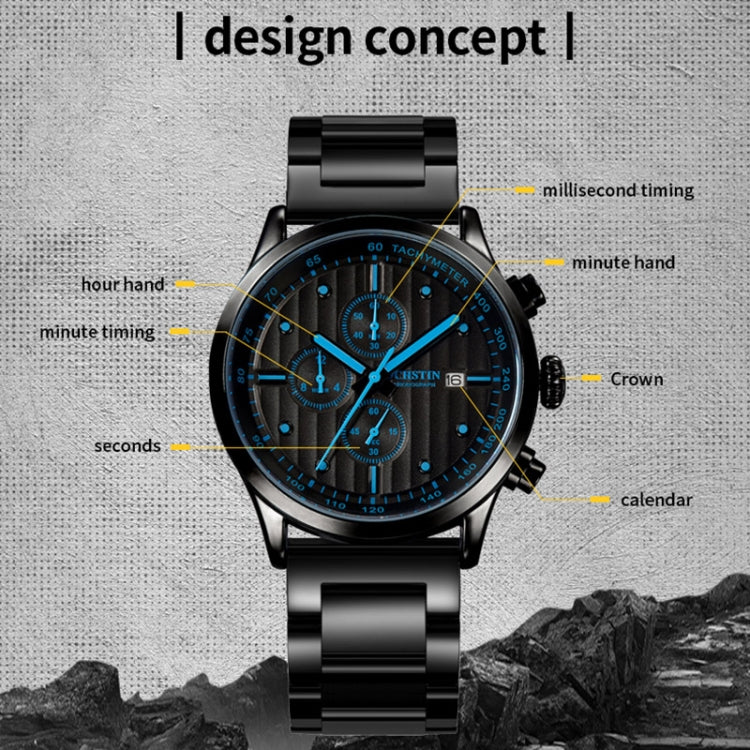 Fashion Steel Strap Multifunctional Quartz Men Watch, OCHSTIN 7244