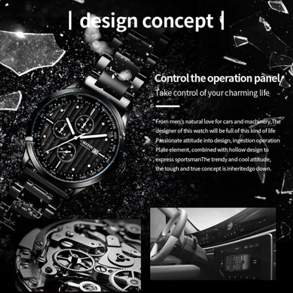 Fashion Steel Strap Multifunctional Quartz Men Watch, OCHSTIN 7244