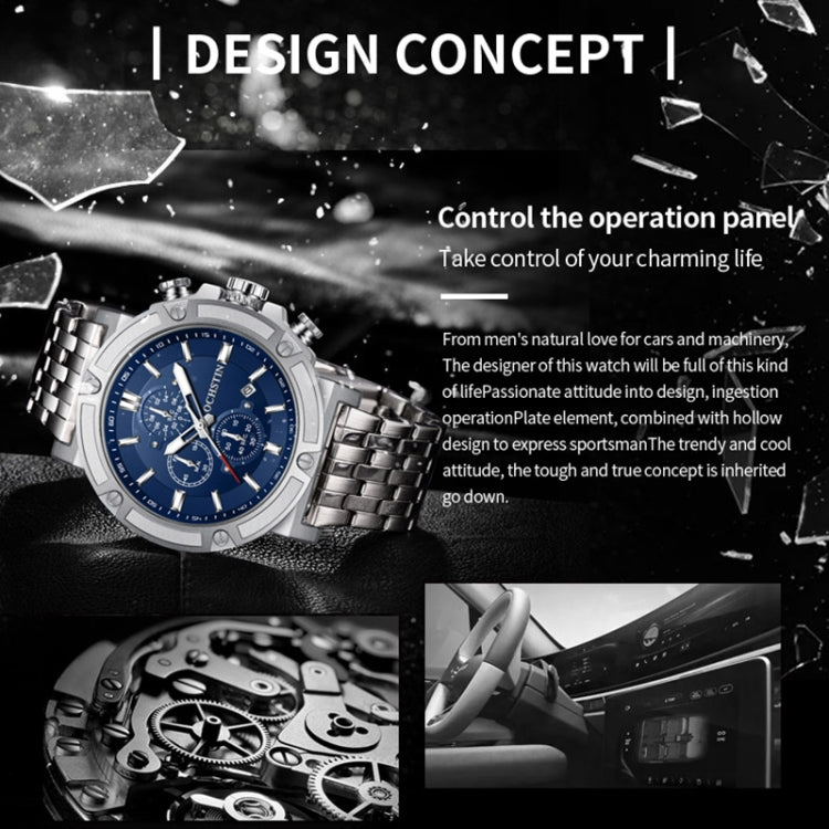 Fashion Steel Strap Multifunctional Quartz Men Watch, OCHSTIN 7247