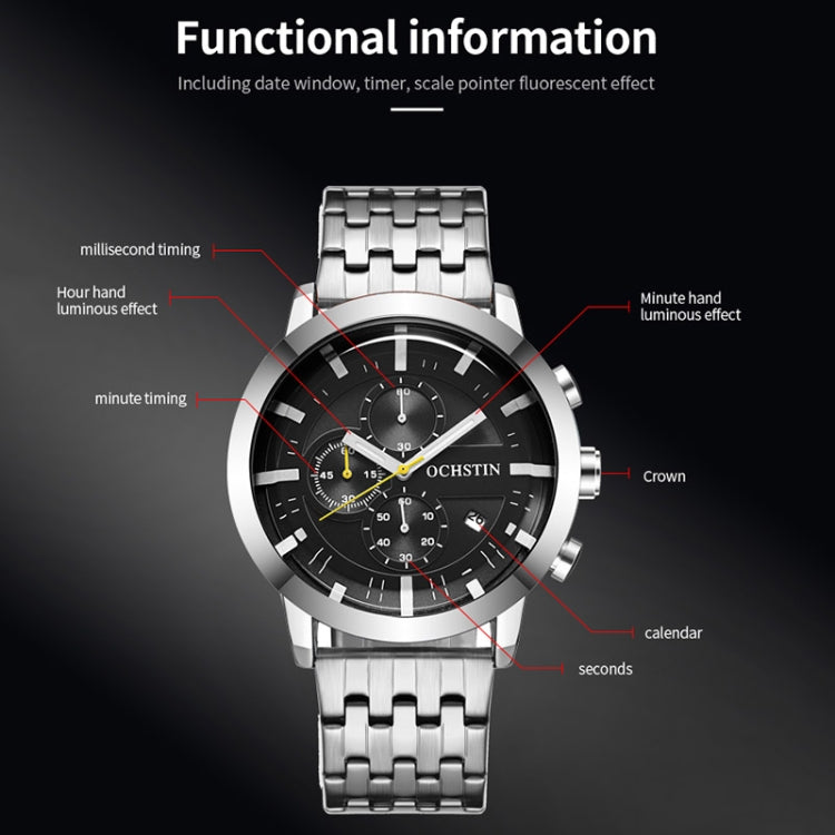 Fashion Steel Strap Multifunctional Quartz Men Watch, OCHSTIN 7248