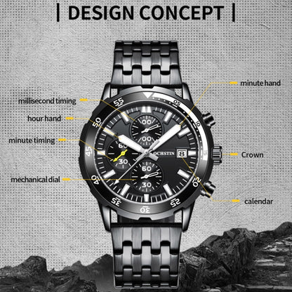 Fashion Steel Strap Multifunctional Quartz Men Watch, OCHSTIN 7252