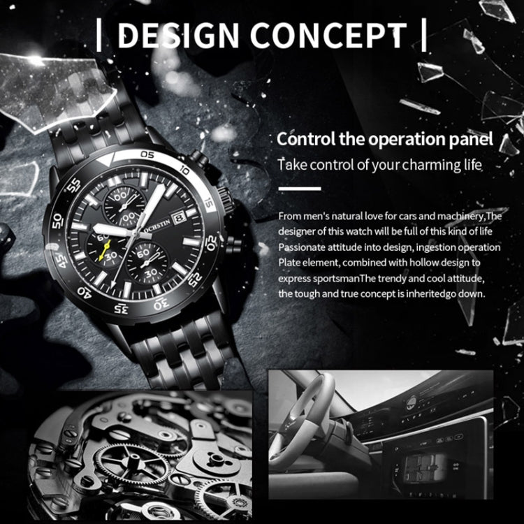 Fashion Steel Strap Multifunctional Quartz Men Watch, OCHSTIN 7252