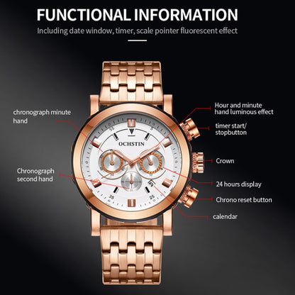 Fashion Steel Strap Multifunctional Quartz Men Watch, OCHSTIN 7254