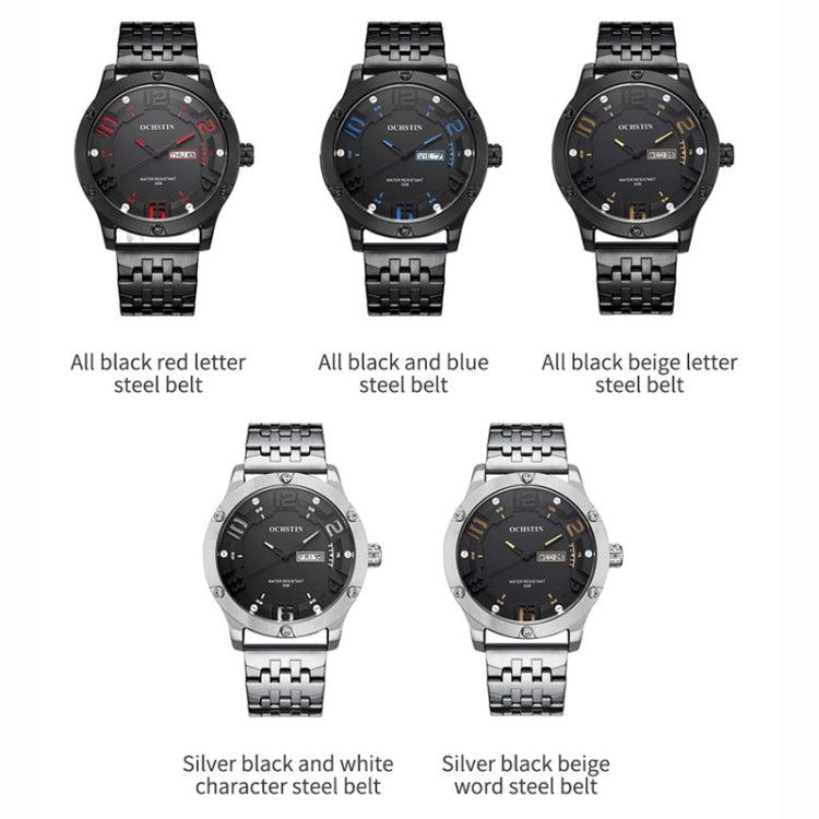 Fashion Steel Strap Day-date Quartz Men Watch, OCHSTIN 7255