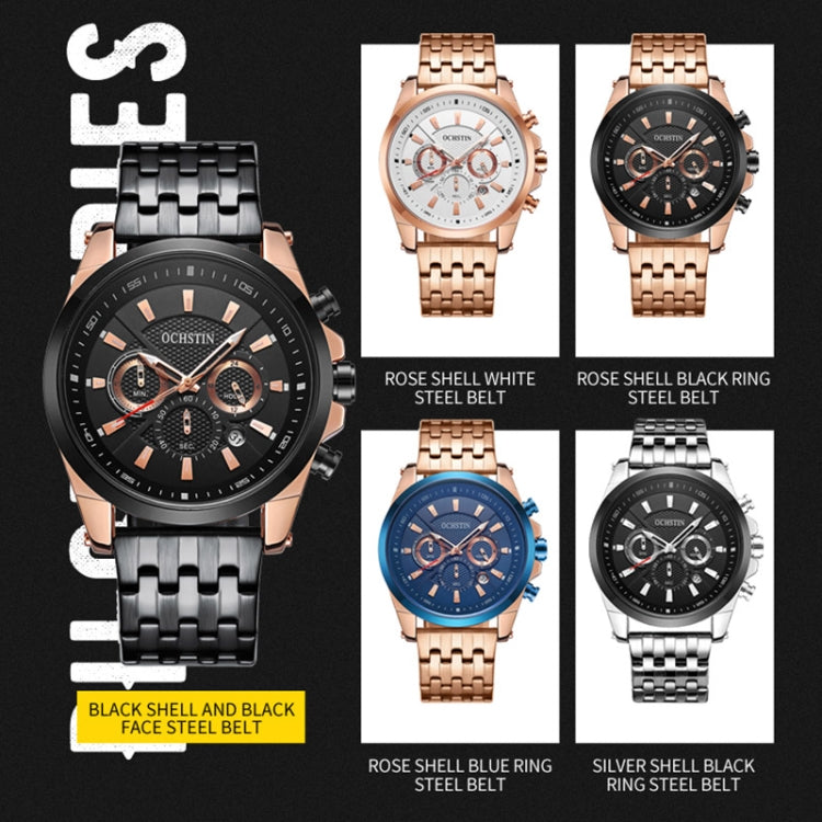 Fashion Steel Strap Multifunctional Quartz Men Watch, OCHSTIN 7256