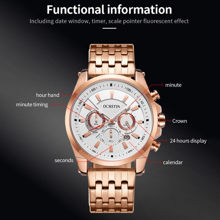 Fashion Steel Strap Multifunctional Quartz Men Watch, OCHSTIN 7256