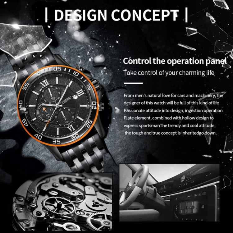Fashion Steel Strap Multifunctional Quartz Men Watch, OCHSTIN 7257