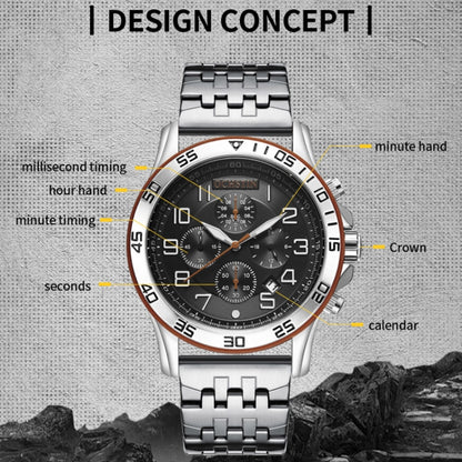 Fashion Steel Strap Multifunctional Quartz Men Watch, OCHSTIN 7258