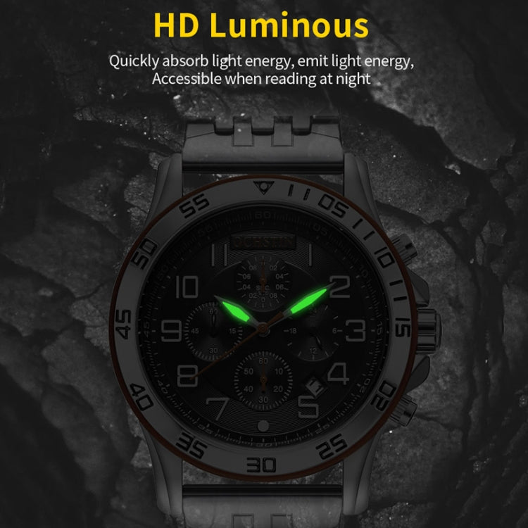 Fashion Steel Strap Multifunctional Quartz Men Watch, OCHSTIN 7258