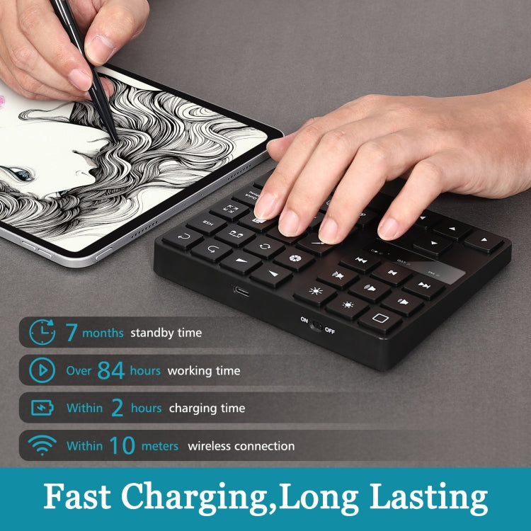 533 Portable Bluetooth 35-Key Wireless Numeric Keyboard, 533