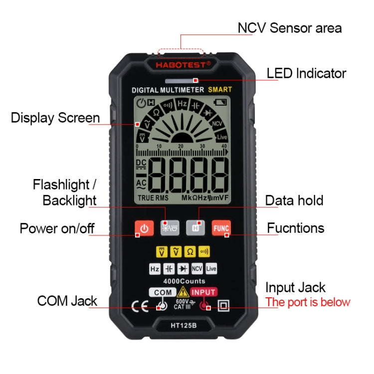 HABOTEST HT125B Digital High Precision Mini Universal Meter, HT125B