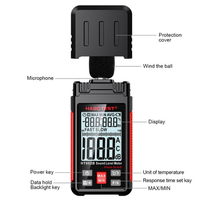 HABOTEST HT602B Multifunctional Digital Display Noise Decibel Tester, HT602B