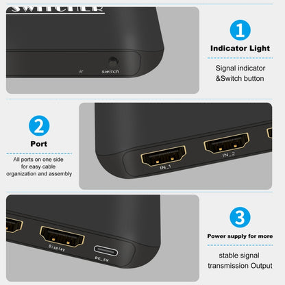 NK-H31 8K 3 in 1 Out HDMI Switcher for Xbox PS4 PS5 Roku UHD TV Monitor Projector, NK-H31