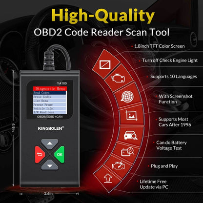 KINGBOLEN YA100 OBD2 Car Engine Fault Diagnosis Tool, YA100