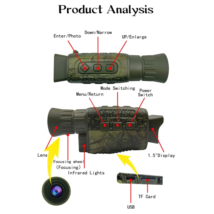 NV1000C Outdoor Hunting 4K HD Camouflage Monocular Digital Night Vision Device, NV1000C