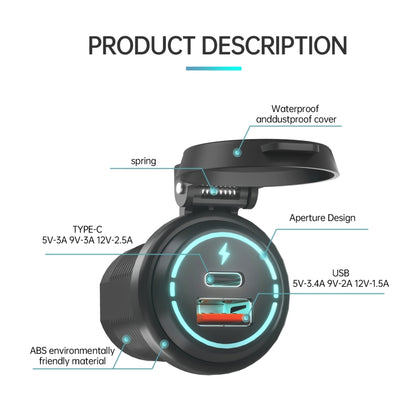 ZH-1786A1 QC3.0 USB-A + Type-C Dual Interface Car Charger, ZH-1786A1