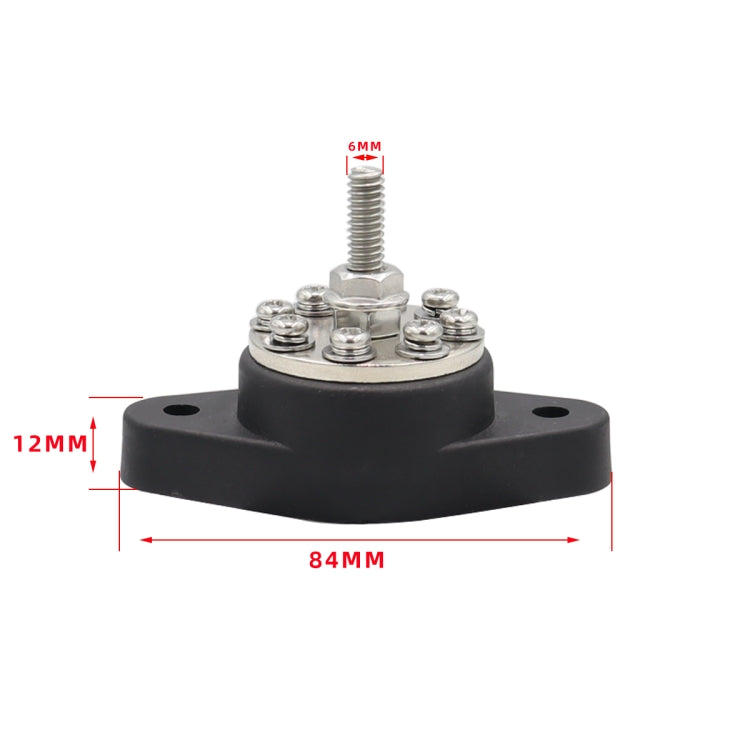 1/4 inch M6 RV Yacht 8-way Terminal Stud with 2 M5x20 Screws + 16pcs Terminals, CP-3063, CP-3064