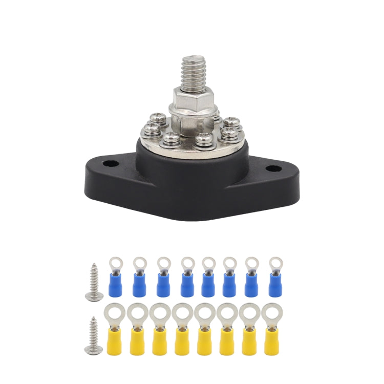 3/8 inch M10 RV Yacht 8-way Terminal Stud with 2 M5x20 Screws + 16pcs Terminals, CP-3065, CP-3066