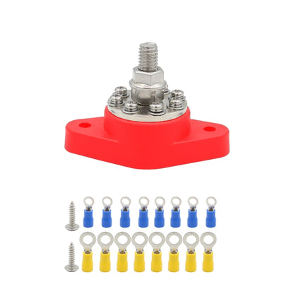 3/8 inch M10 RV Yacht 8-way Terminal Stud with 2 M5x20 Screws + 16pcs Terminals, CP-3065, CP-3066