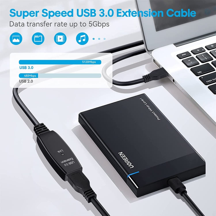 USB 3.0 Male to Female Data Sync Super Speed Extension Cable, Length:15m, 15m