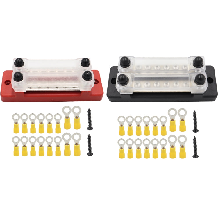 CP-3114 1 Pair 150A 12-48V RV Yacht Double-row 6-way Busbar with 32pcs Terminals, CP-3114