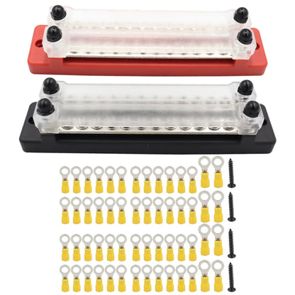 CP-3115 1 Pair 150A 12-48V RV Yacht Double-row 12-way Busbar with 56pcs Terminals, CP-3115