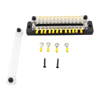 CP-3115 1 Pair 150A 12-48V RV Yacht Double-row 12-way Busbar with 56pcs Terminals, CP-3115
